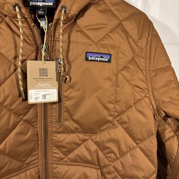 NWT Patagonia Women's XS Diamond Quilted Bomber Hoody Jacket Color Deer Brown - Picture 4 of 10